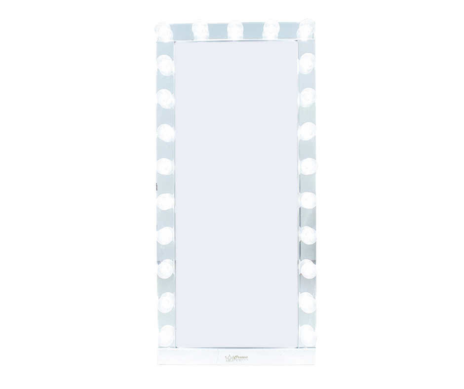 Crown Vanity Reflection Glass Frame Full Length Bluetooth Hollywood Mirror CrownVanity